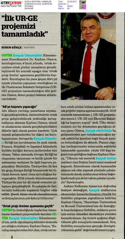 Basında OSTİM Kauçuk Teknolojileri Kümelenmesi